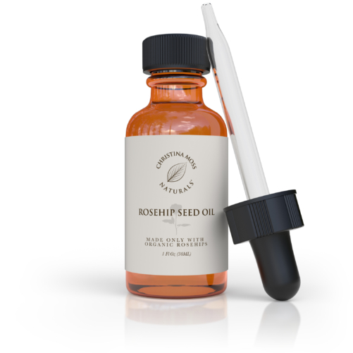 Rosehip seed oil bottle with dropper